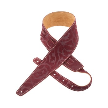 Holes HS Embossed Damasco Bordeaux 8 cm - Magrabò Guitar Straps