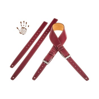 Twin Buckle TS Core Bordeaux 7 cm fibbie Squared Argento - Magrabò Guitar Straps