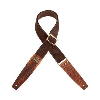 Stripe SC Cotton Washed Marrone 5 cm terminali Cocco Pros Marrone, fibbia Recta Ottone - Magrabò Guitar Straps