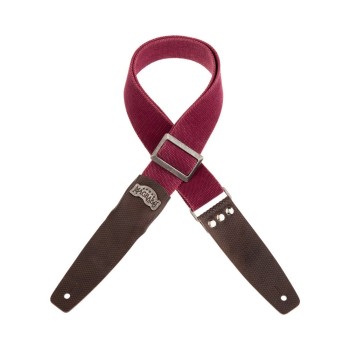 Stripe SC Cotton Washed Bordeaux 5 cm terminali Twinkle Grigio, fibbia Recta Argento - Magrabò Guitar Straps