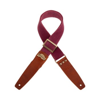 Stripe SC Cotton Washed Bordeaux 5 cm terminali Twinkle Marrone, fibbia Recta Ottone - Magrabò Guitar Straps