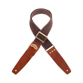 Stripe SC Cotton Washed Marrone 5 cm terminali Twinkle Marrone, fibbia Recta Ottone - Magrabò Guitar Straps