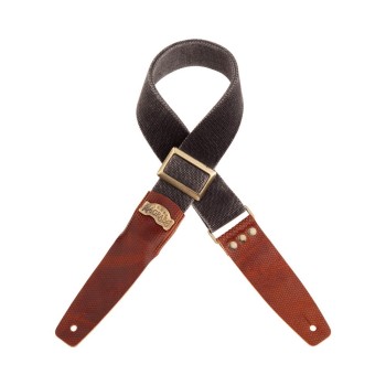 Stripe SC Cotton Washed Nero 5 cm terminali Twinkle Marrone, fibbia Recta Ottone - Magrabò Guitar Straps