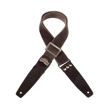 Stripe SC Cotton Washed Nero 5 cm terminali Cocco Pros Nero, fibbia Recta Argento - Magrabò Guitar Straps