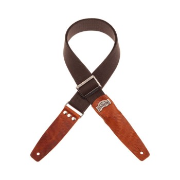 Stripe SC Cotton Marrone 5 cm terminali Twinkle Marrone, fibbia Recta Argento - Magrabò Guitar Straps