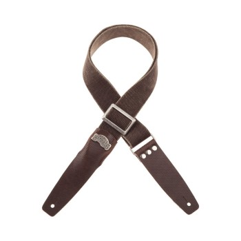 Stripe SC Cotton Washed Marrone 5 cm terminali Twinkle Marrone Scuro, fibbia Recta Argento - Magrabò Guitar Straps