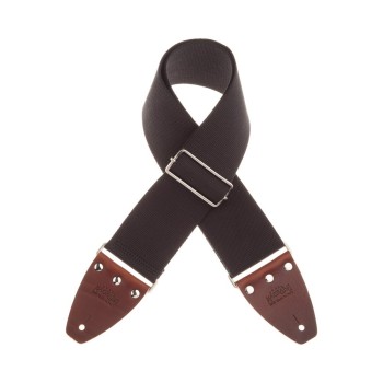 Stripe SC Entry Nero 8 cm terminali Marrone fibbia Argento. - Magrabò Guitar Straps