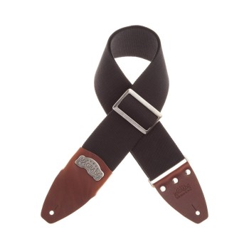 Stripe SC Cotton Nero 8 cm terminali Core Marrone, fibbia Recta Argento - Magrabò Guitar Straps