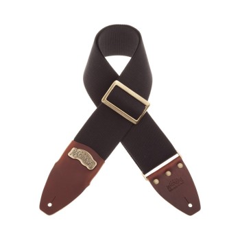 Stripe SC Cotton Nero 8 cm terminali Core Marrone, fibbia Recta Ottone - Magrabò Guitar Straps