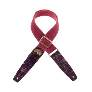 Stripe SC Cotton Washed Bordeaux 5 cm terminali Seurat Viola, fibbia Recta Ottone - Magrabò Guitar Straps