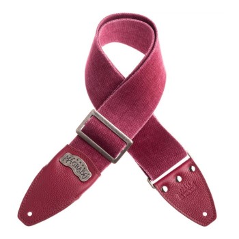 Stripe SS Cotton Washed Bordeaux 8 cm Terminali Colors Bordeaux, fibbia Recta Argento - Magrabò Guitar Straps