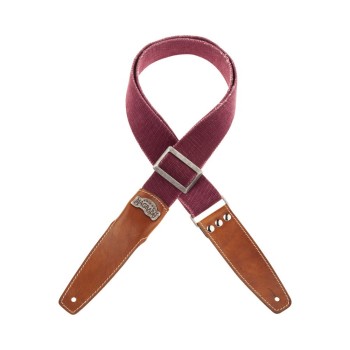 Stripe SS Cotton Washed Bordeaux 5 cm terminali Stone Washed, fibbia Recta Argento - Magrabò Guitar Straps