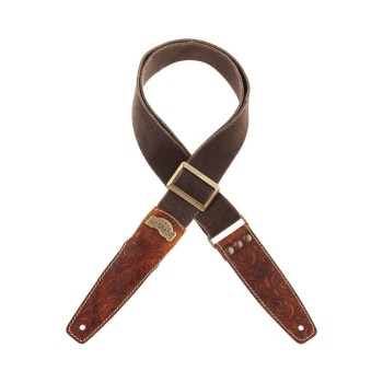 Stripe SS Cotton Washed Marrone 5 cm terminali Ciler, fibbia Recta Ottone - Magrabò Guitar Straps