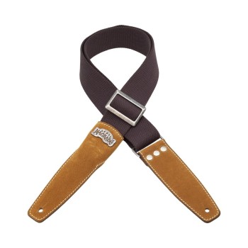 Stripe SS SPECIAL Cotton Marrone 5 cm terminali Scamosciato, fibbia Recta Argento - Magrabò Guitar Straps