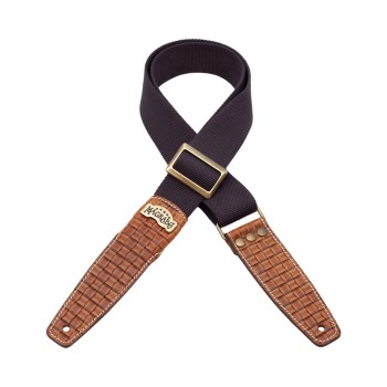 Stripe SS SPECIAL Cotton Marrone 5 cm terminali Intreccio Marrone, fibbia Recta Ottone - Magrabò Guitar Straps