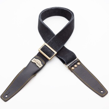 Stripe SS Special Cotton Washed Nero B/Y 5 cm - Magrabò Guitar Straps