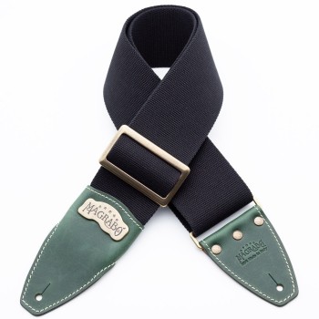 Stripe SS Special Cotton Nero G/W 8 cm Fibbia Recta Ottone - Magrabò Guitar Straps