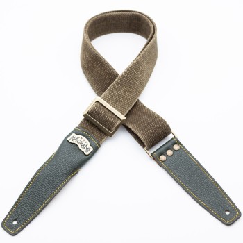 Stripe SS Special Cotton Washed Verde Oliva G/Y 5 cm - Magrabò Guitar Straps