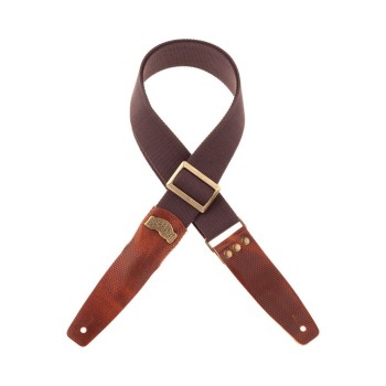 Stripe SC Cotton Marrone 5 cm terminali Twinkle Marrone, fibbia Recta Ottone - Magrabò Guitar Straps