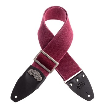 Stripe SC Cotton Washed Bordeaux 8 cm terminali Core Nero, fibbia Recta Argento - Magrabò Guitar Straps