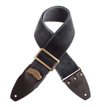 Stripe SC Cotton Washed Nero 8 cm terminali Core Marrone, fibbia Recta Ottone - Magrabò Guitar Straps