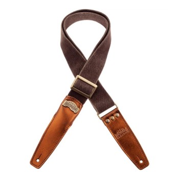 Stripe SS Cotton Washed Marrone 5 cm Terminali Metallic Bronze, fibbia Ottone - Magrabò Guitar Straps