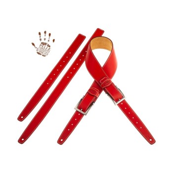 Twin Buckle TS Core Rosso 7 cm fibbie Meccano Argento - Magrabò Guitar Straps