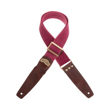 Stripe SC Cotton Washed Bordeaux 5 cm terminali Twinkle Marrone scuro, fibbia Recta Ottone - Magrabò Guitar Straps