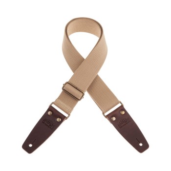 Stripe SC Entry Beige 5 cm terminali Marrone Scuro fibbia Ottone Antico - Magrabò Guitar Straps