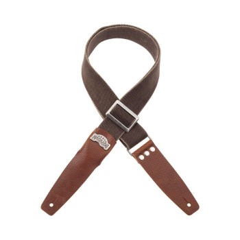 Stripe SC Cotton Washed Marrone 5 cm terminali Twinkle Marrone, fibbia Recta Argento - Magrabò Guitar Straps