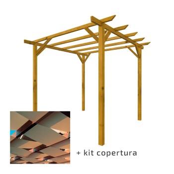 Pergola 3x3 completa di Kit copertura colore ECRÙ