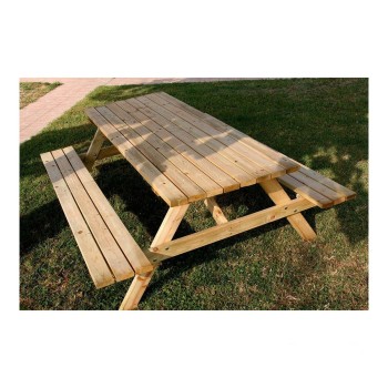 Set birreria tavolo da picnic con panchina in legno Happytime 35mm per giardino e terrazzo 180 x 150 x 70 cm