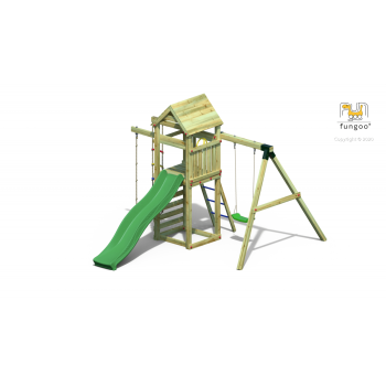 Fungoo Gaia TL1S Parco giochi in legno da giardino con scivolo e altalena