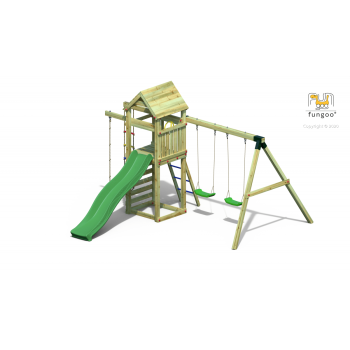 Fungoo Gaia TL2S Parco giochi in legno da giardino con scivolo altalena