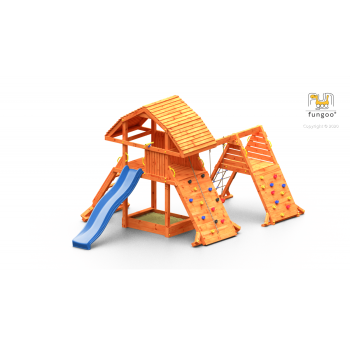 Casetta in legno per bambini con scivolo Fungoo GIANT SPIDER RED