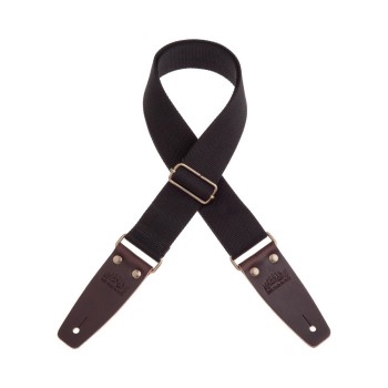 Stripe SC Entry Nero 5 cm terminali Marrone Scuro fibbia Ottone Antico - Magrabò Guitar Straps