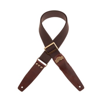 Stripe SC Cotton Marrone 5 cm terminali Twinkle Marrone Scuro, fibbia Recta Ottone - Magrabò Guitar Straps