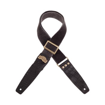 Stripe SC Cotton Washed Nero 5 cm terminali Cocco Pros Nero, fibbia Recta Ottone - Magrabò Guitar Straps