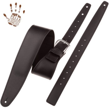 Single Buckle OS Padded Core All Black 7,5 cm fibbia Classic Argento - Magrabò Guitar Straps