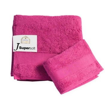 Coppia Asciugamani Viso + Ospite Andrea Home Jsupersoft Fucsia