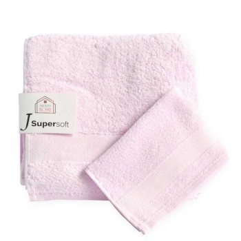 Coppia Asciugamani Viso + Ospite Andrea Home Jsupersoft Rosa