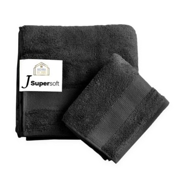 Coppia Asciugamani Viso + Ospite Andrea Home Jsupersoft Nero