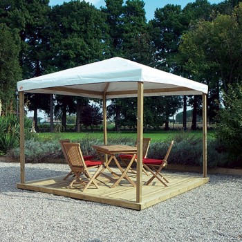 Gazebo in legno Tooy 3x3 completo di telo ombreggiante in poliestere