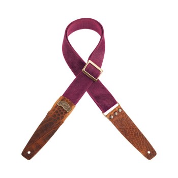 Stripe SC Cotton Washed Bordeaux 5 cm terminali Cocco Pros Marrone, fibbia Recta Ottone - Magrabò Guitar Straps