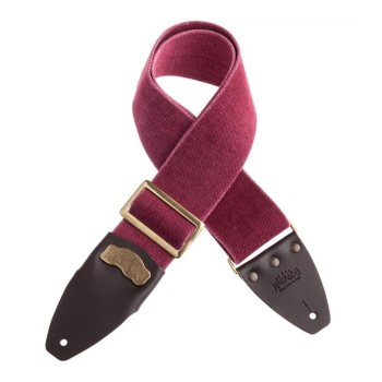 Stripe SC Cotton Washed Bordeaux 8 cm terminali Core Marrone Scuro, fibbia Recta Ottone - Magrabò Guitar Straps