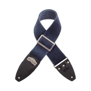 Stripe SC Cotton Washed Blu 8 cm terminali Core Nero, fibbia Recta Argento - Magrabò Guitar Straps