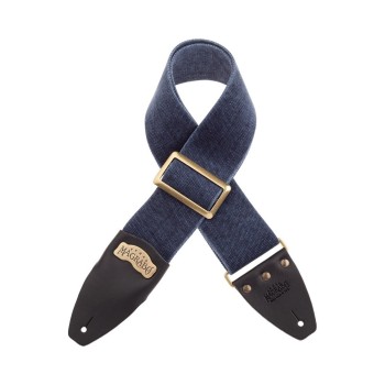 Stripe SC Cotton Washed Blu 8 cm terminali Core Nero, fibbia Recta Ottone - Magrabò Guitar Straps