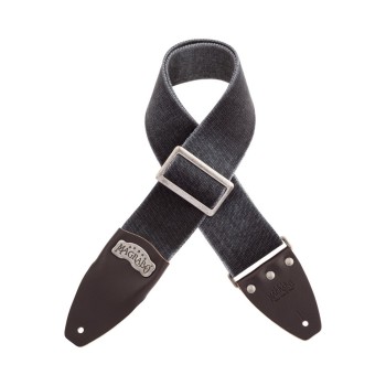 Stripe SC Cotton Washed Nero 8 cm terminali Core Marrone, fibbia Recta Argento - Magrabò Guitar Straps