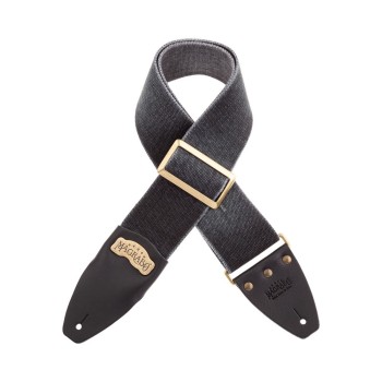 Stripe SC Cotton Washed Nero 8 cm terminali Core Nero, fibbia Recta Ottone - Magrabò Guitar Straps