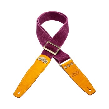 Stripe SS SPECIAL Cotton Washed Bordeaux 5 cm terminali Core Giallo, fibbia Recta Ottone - Magrabò Guitar Straps